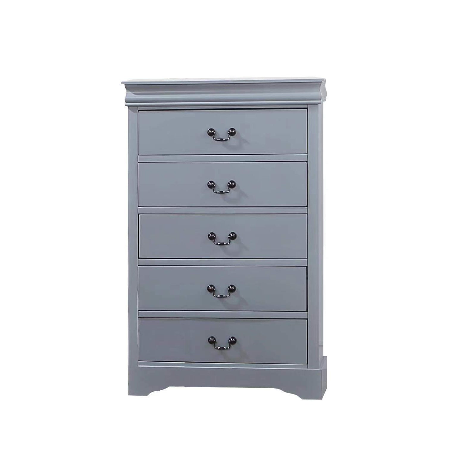 5 Pieces Bedroom Suite in Solid Wood & MDF Queen Size Grey Colour Bed, Bedside Table, Dresser & Tallboy-Furniture > Bedroom > Beds & Bed Frames-PEROZ Accessories