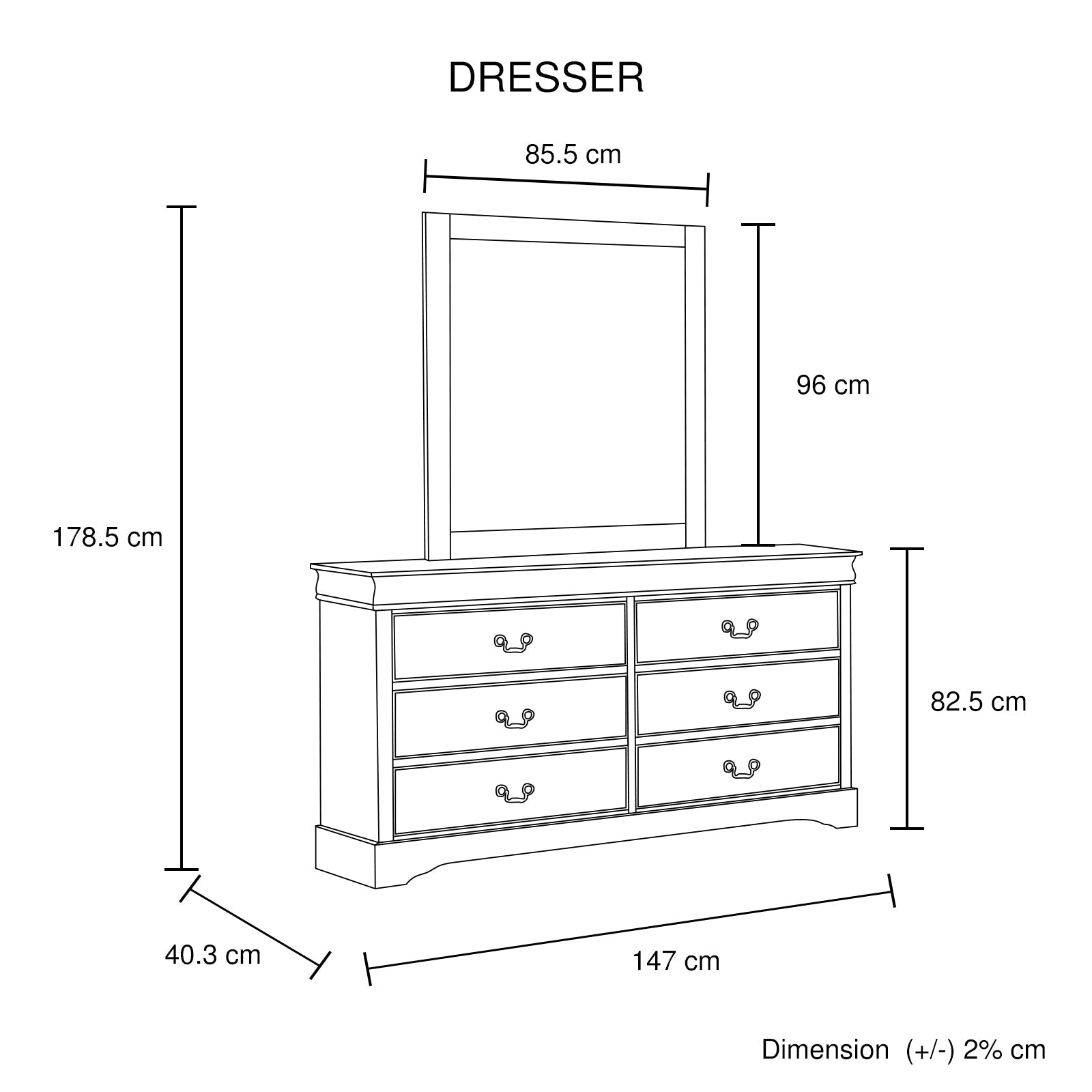 5 Pieces Bedroom Suite in Solid Wood & MDF Queen Size Grey Colour Bed, Bedside Table, Dresser & Tallboy-Furniture > Bedroom > Beds & Bed Frames-PEROZ Accessories