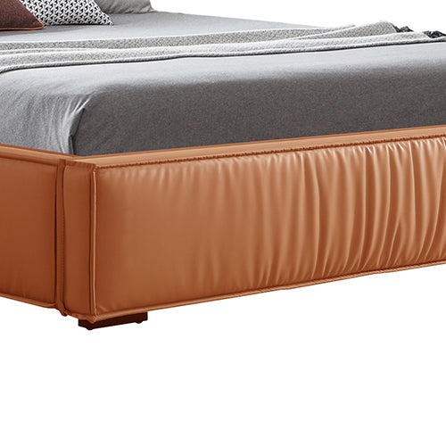 Louis King Bed Frame PU leather KD Slat in Wooden Legs-Furniture > Bedroom > Beds & Bed Frames-PEROZ Accessories