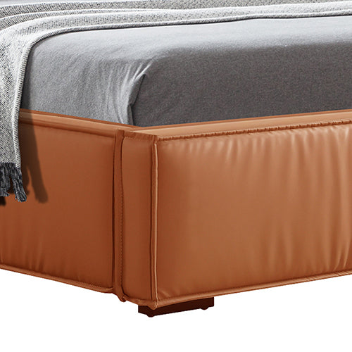 Louis King Bed Frame PU leather KD Slat in Wooden Legs-Furniture > Bedroom > Beds & Bed Frames-PEROZ Accessories