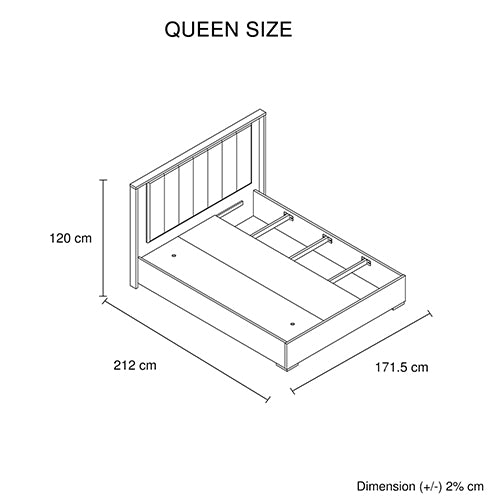 Queen Bed Frame Fabric Upholstery MDF LED Headboard in Champagne Colour-Furniture > Bedroom > Beds & Bed Frames-PEROZ Accessories