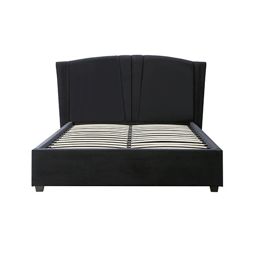 Roman Bed Frame Double Size Black Velvet Fabric with Gas Lift plywood metal structure-Furniture > Bedroom > Beds & Bed Frames-PEROZ Accessories