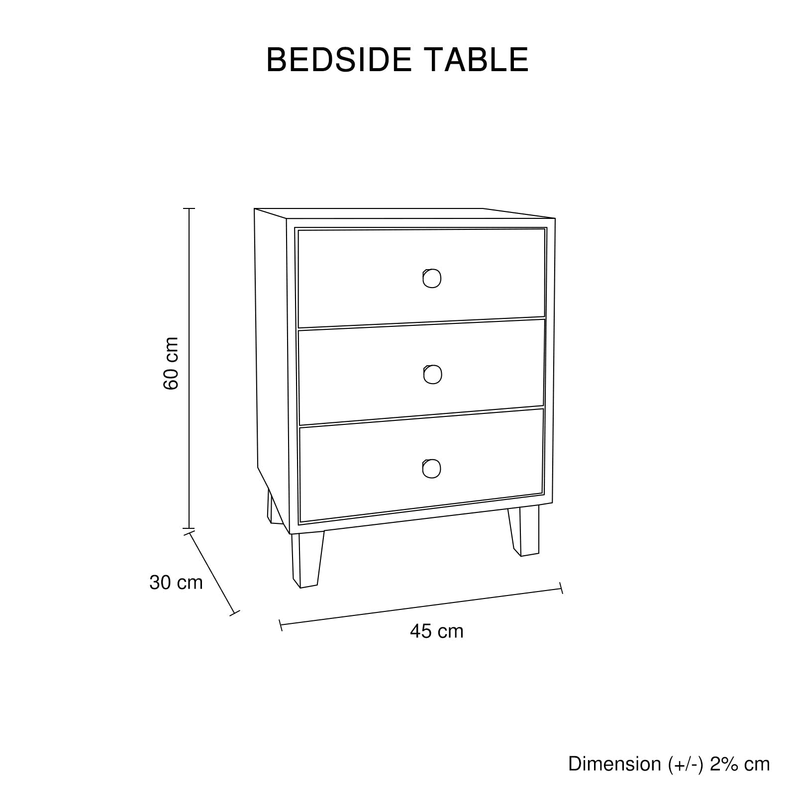 Bedside Table MDF 3 Drawers Side Table Night Stand Storage in Brown Colour-Furniture > Bedroom > Beds & Bed Frames-PEROZ Accessories