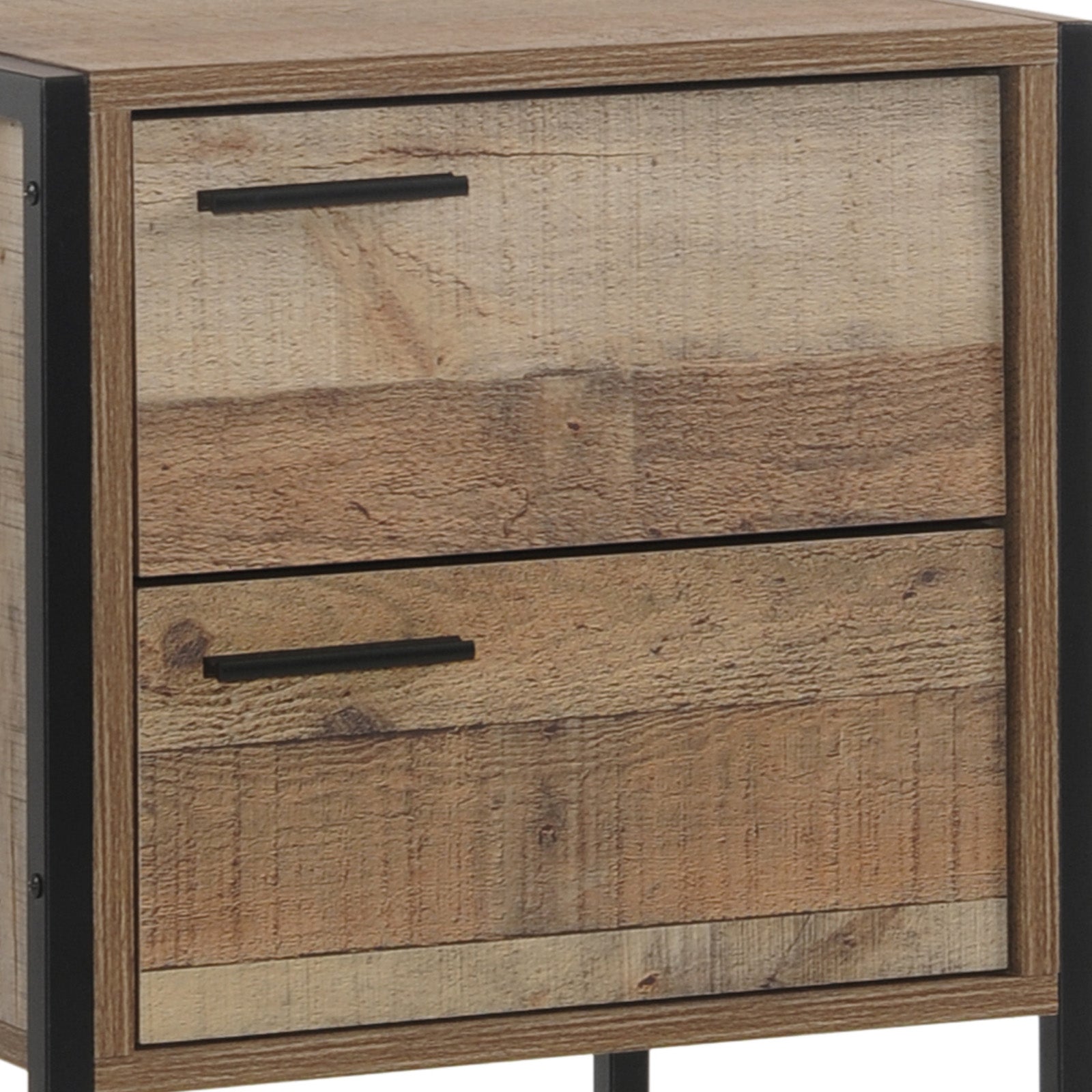 Bedside Table 2 drawers Night Stand Particle Board Construction in Oak Colour-Furniture > Bedroom-PEROZ Accessories