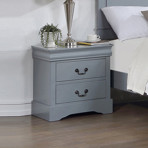 Bedside Table Grey Colour With 2 Drawers Night Stand Solid Wood Metal Handles-Furniture > Bedroom > Bedside Tables-PEROZ Accessories