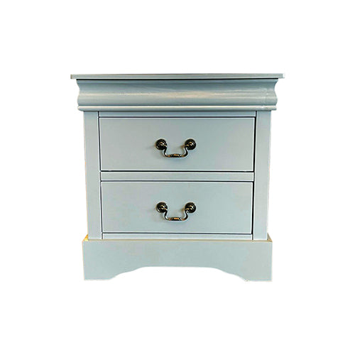 Bedside Table Grey Colour With 2 Drawers Night Stand Solid Wood Metal Handles-Furniture > Bedroom > Bedside Tables-PEROZ Accessories