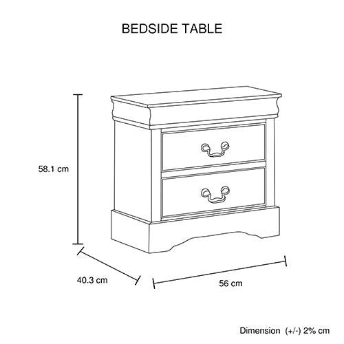 Bedside Table Grey Colour With 2 Drawers Night Stand Solid Wood Metal Handles-Furniture > Bedroom > Bedside Tables-PEROZ Accessories