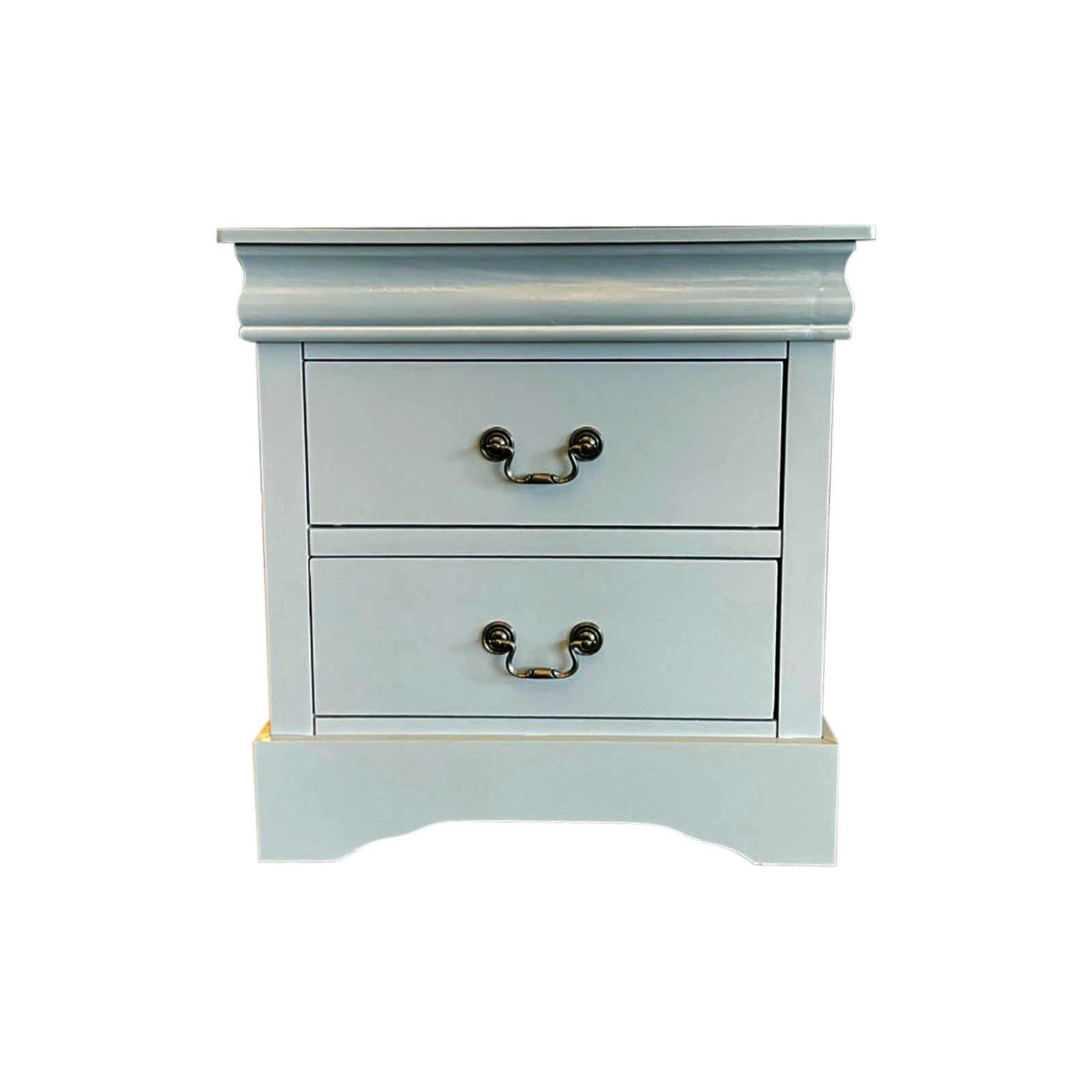 Bedside Table Grey Colour With 2 Drawers Night Stand Solid Wood Metal Handles-Furniture > Bedroom > Bedside Tables-PEROZ Accessories