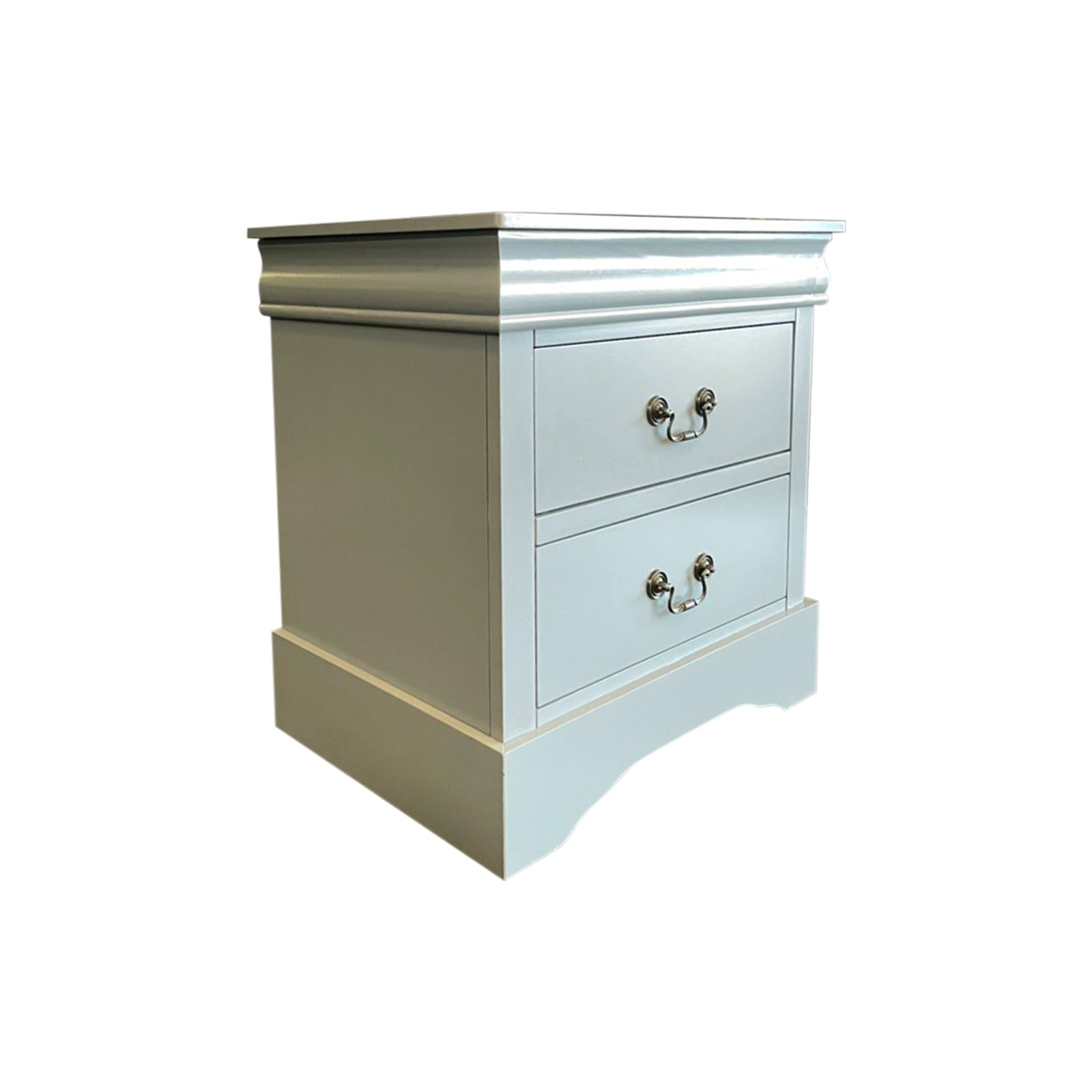 Bedside Table Grey Colour With 2 Drawers Night Stand Solid Wood Metal Handles-Furniture > Bedroom > Bedside Tables-PEROZ Accessories