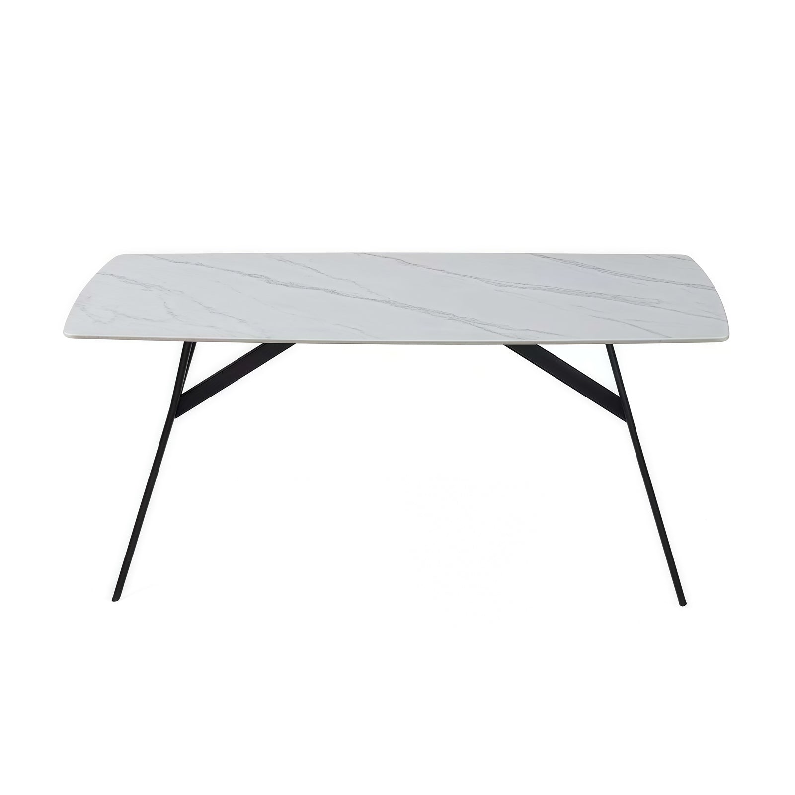 Dining Table Rectangular Shape White Sintered Stone Top Powder Coated Iron Legs-Furniture > Dining > Dining Tables-PEROZ Accessories