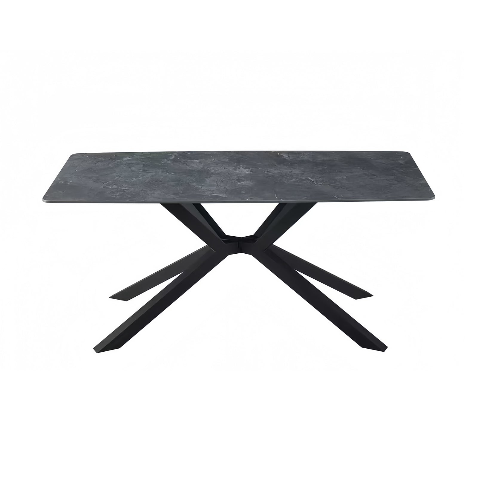 Dining Table Rectangular Shape Green Sintered Stone Top Powder Coated Iron Legs-Furniture > Dining > Dining Tables-PEROZ Accessories