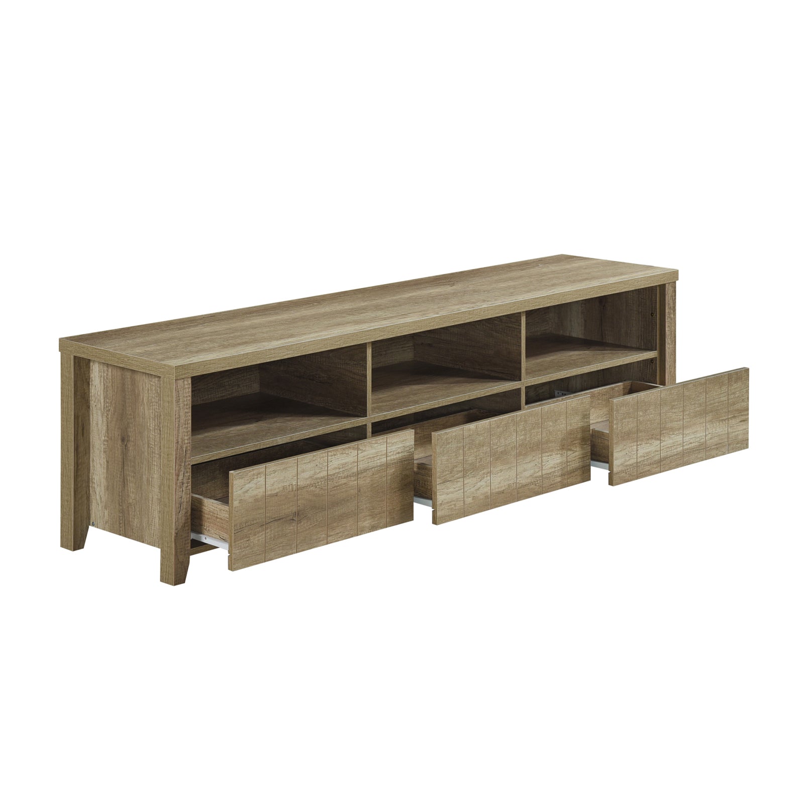 TV Cabinet 3 Storage Drawers with Shelf Natural Wood like MDF Entertainment Unit in Oak Colour-Entertainment Unit-PEROZ Accessories
