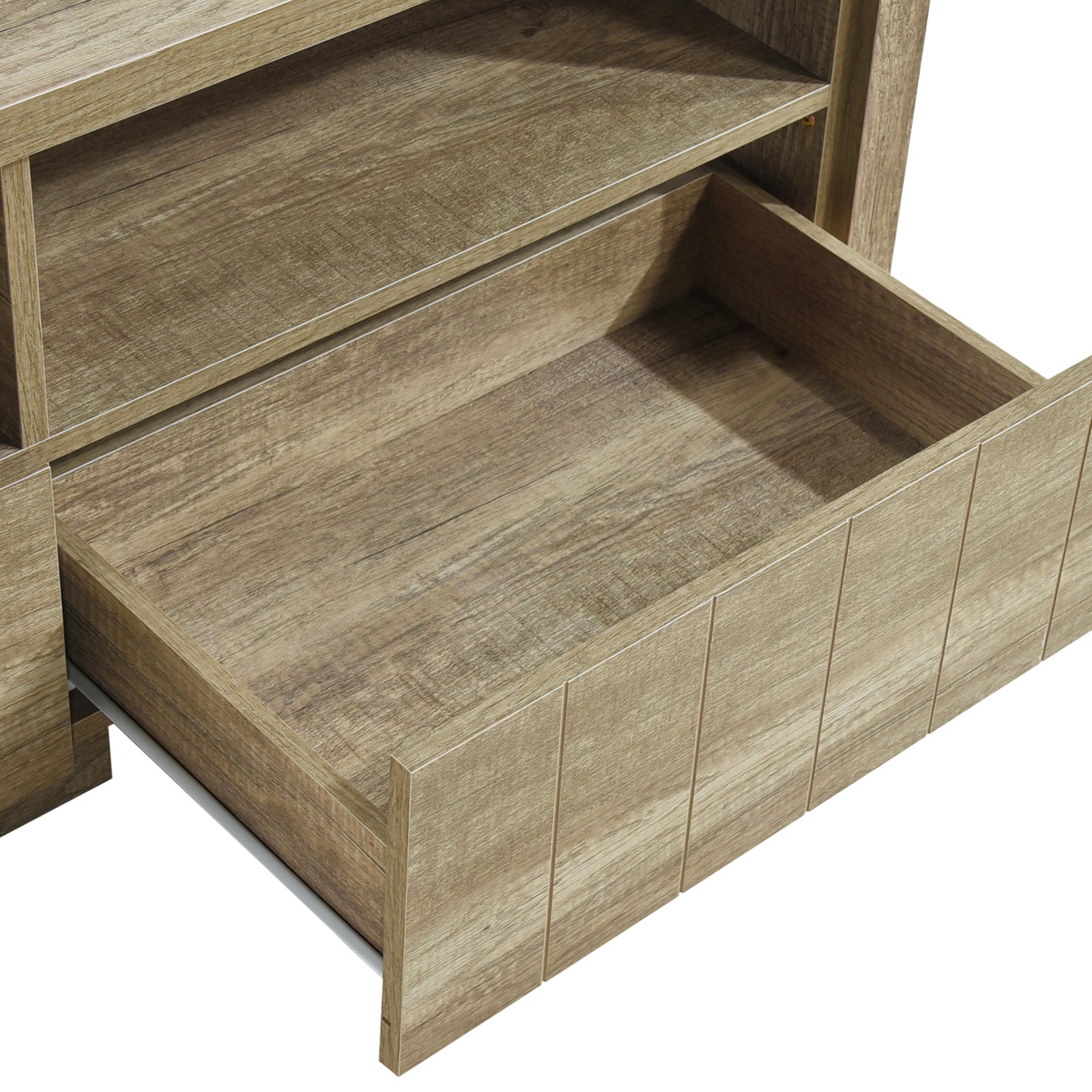 TV Cabinet 3 Storage Drawers with Shelf Natural Wood like MDF Entertainment Unit in Oak Colour-Entertainment Unit-PEROZ Accessories
