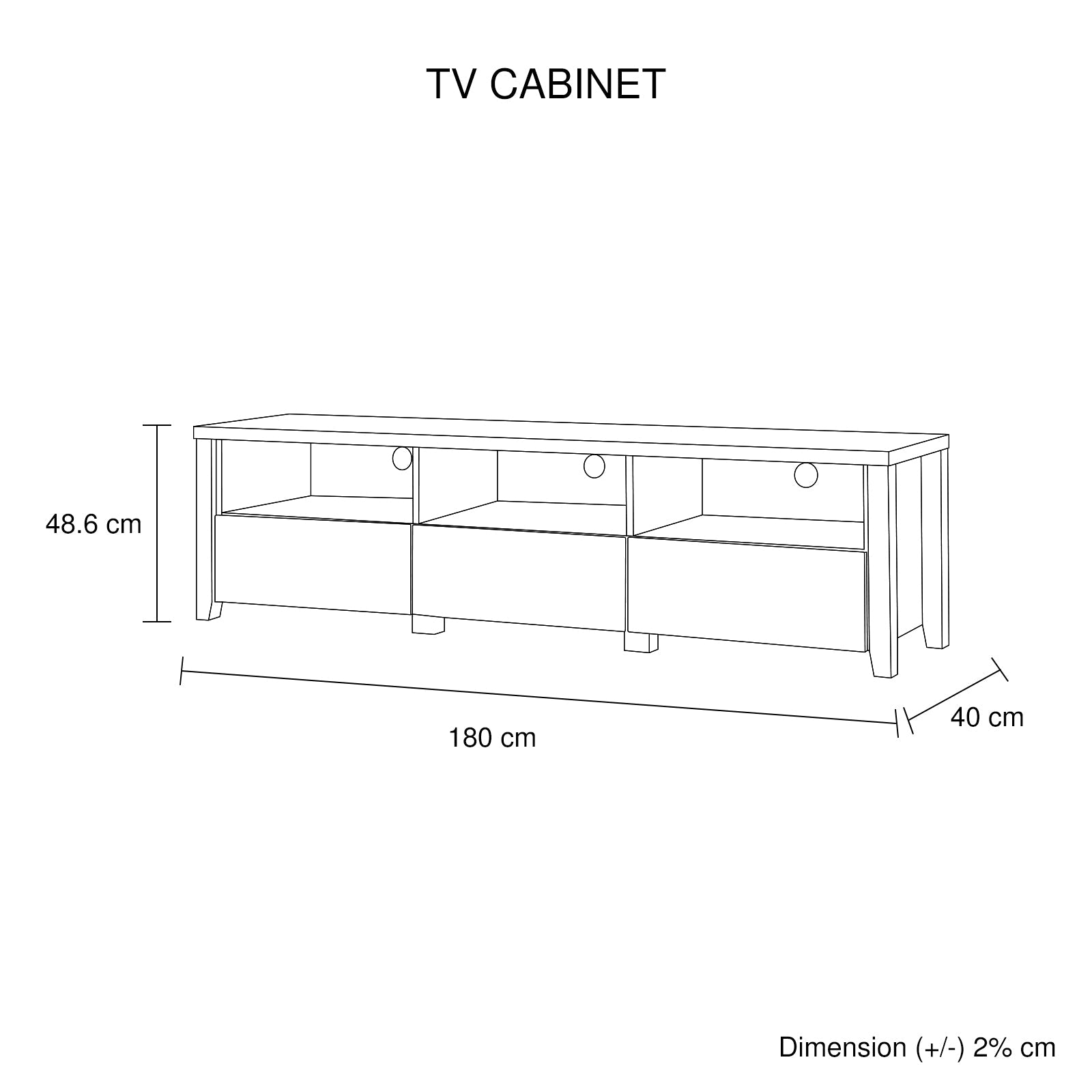 TV Cabinet 3 Storage Drawers with Shelf Natural Wood like MDF Entertainment Unit in Oak Colour-Entertainment Unit-PEROZ Accessories