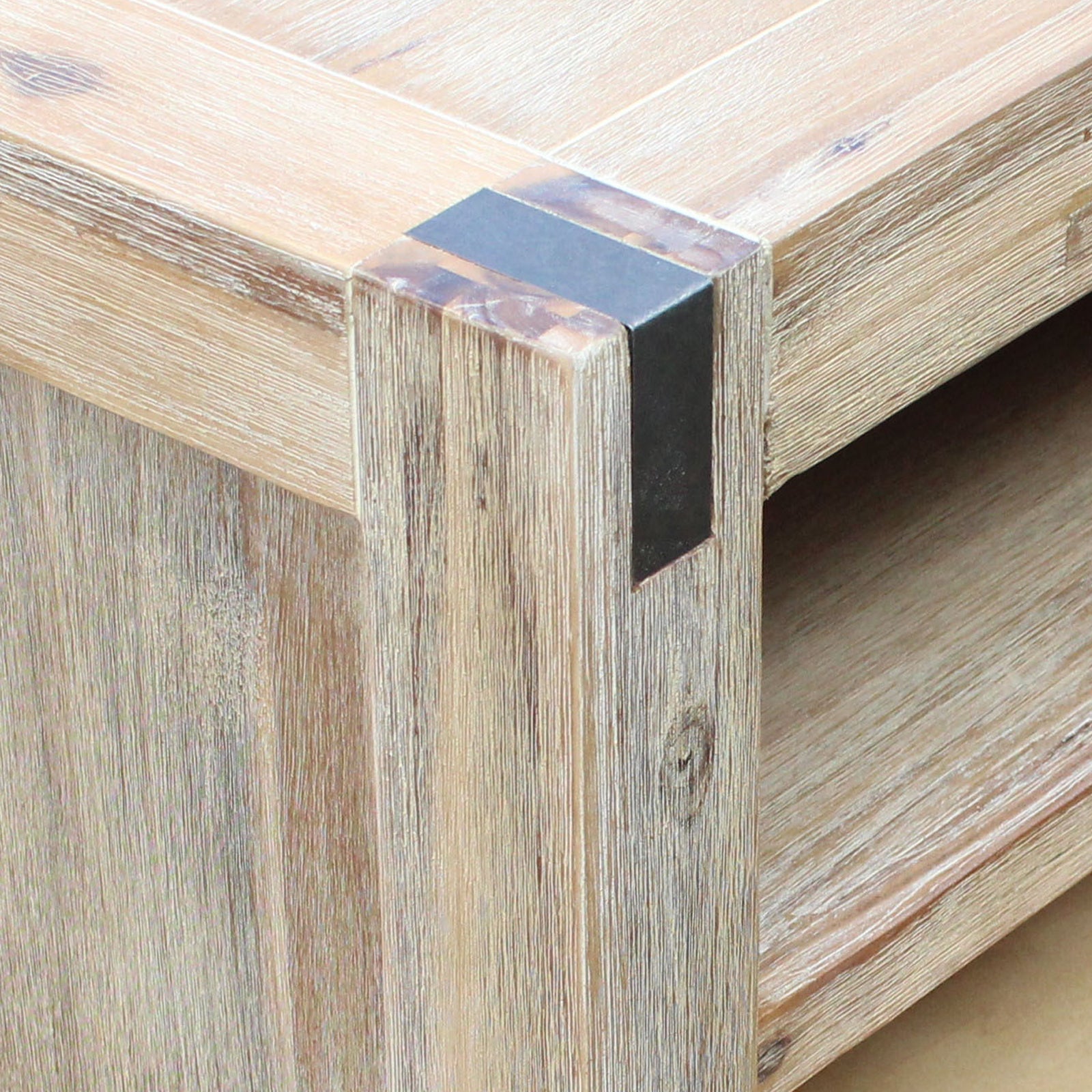 TV Cabinet with 3 Storage Drawers with Shelf Solid Acacia Wooden Frame Entertainment Unit in Oak Colour-Entertainment Unit-PEROZ Accessories