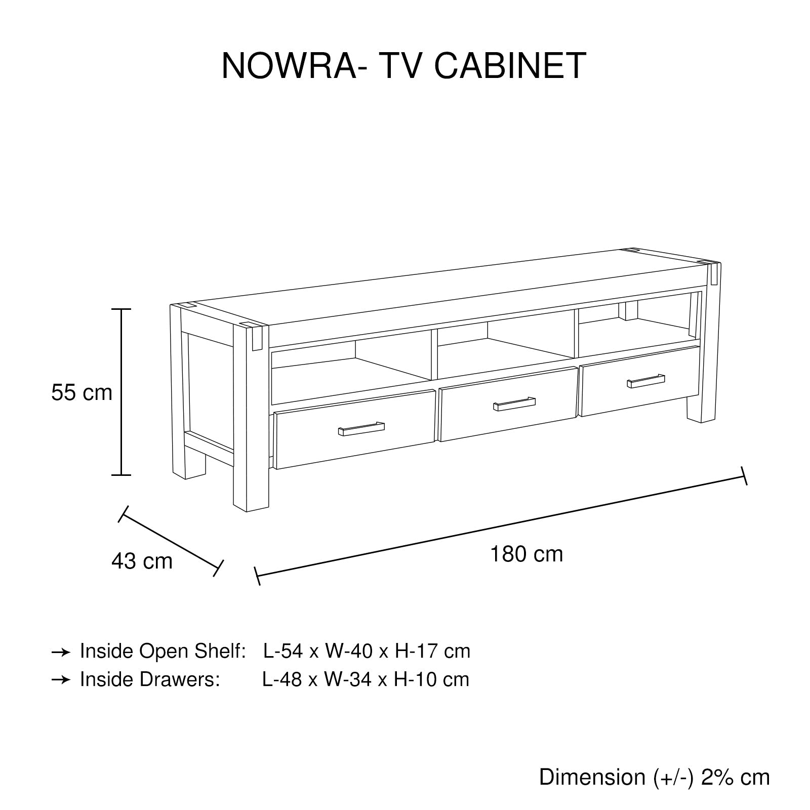 TV Cabinet with 3 Storage Drawers with Shelf Solid Acacia Wooden Frame Entertainment Unit in Oak Colour-Entertainment Unit-PEROZ Accessories
