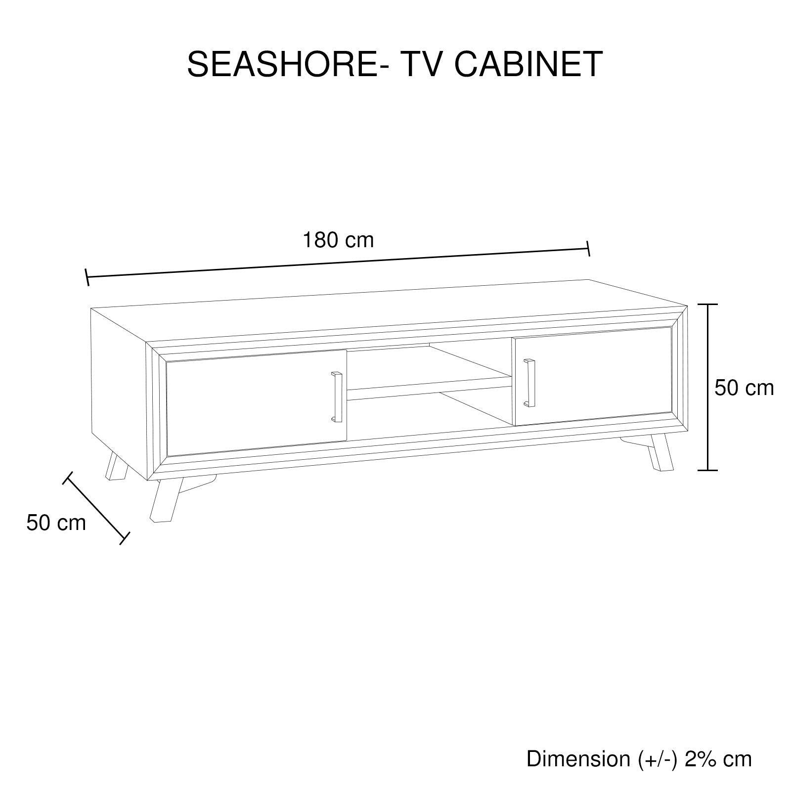 TV Cabinet with 2 Storage Drawers Cabinet Solid Acacia Wooden Entertainment Unit in Sliver Bruch Colour-Entertainment Units-PEROZ Accessories