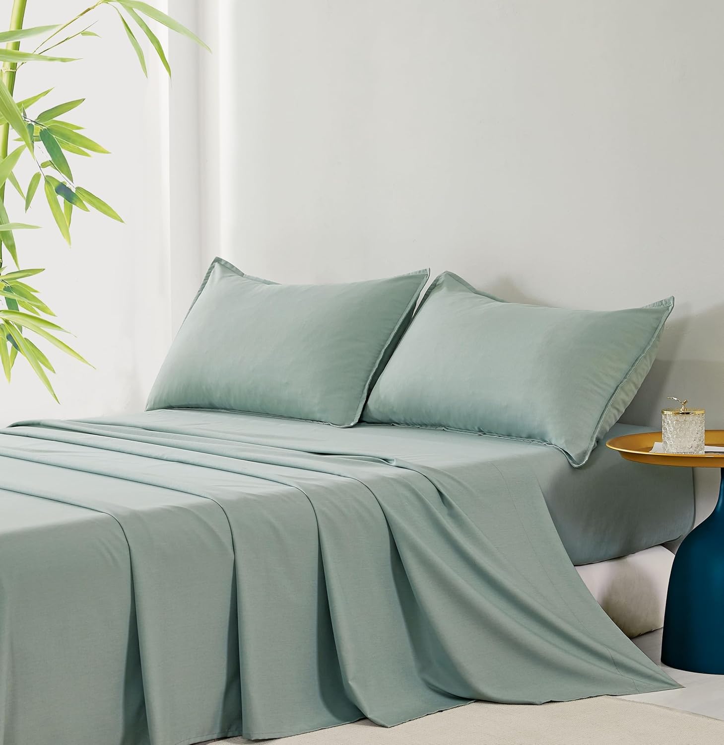 Bamboo Microfibre Sheet Set - Sage Green - Single-Home & Garden > Bedding > Bed Sheets-PEROZ Accessories