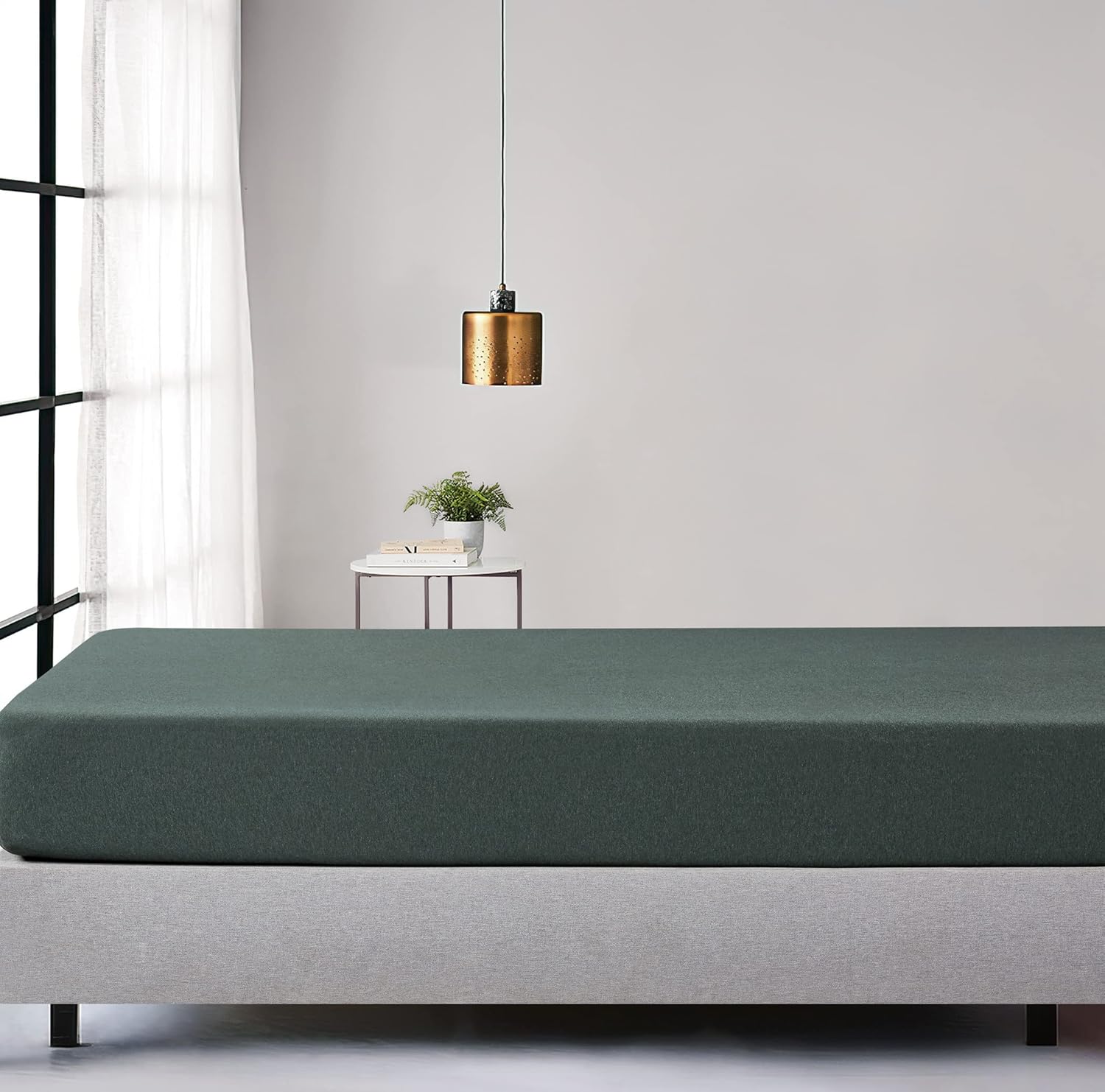 100% Jersey Cotton Soft Stretchy Breathable Fitted Sheet - Forest Green - Double Size-Home & Garden > Bedding > Bed Sheets-PEROZ Accessories