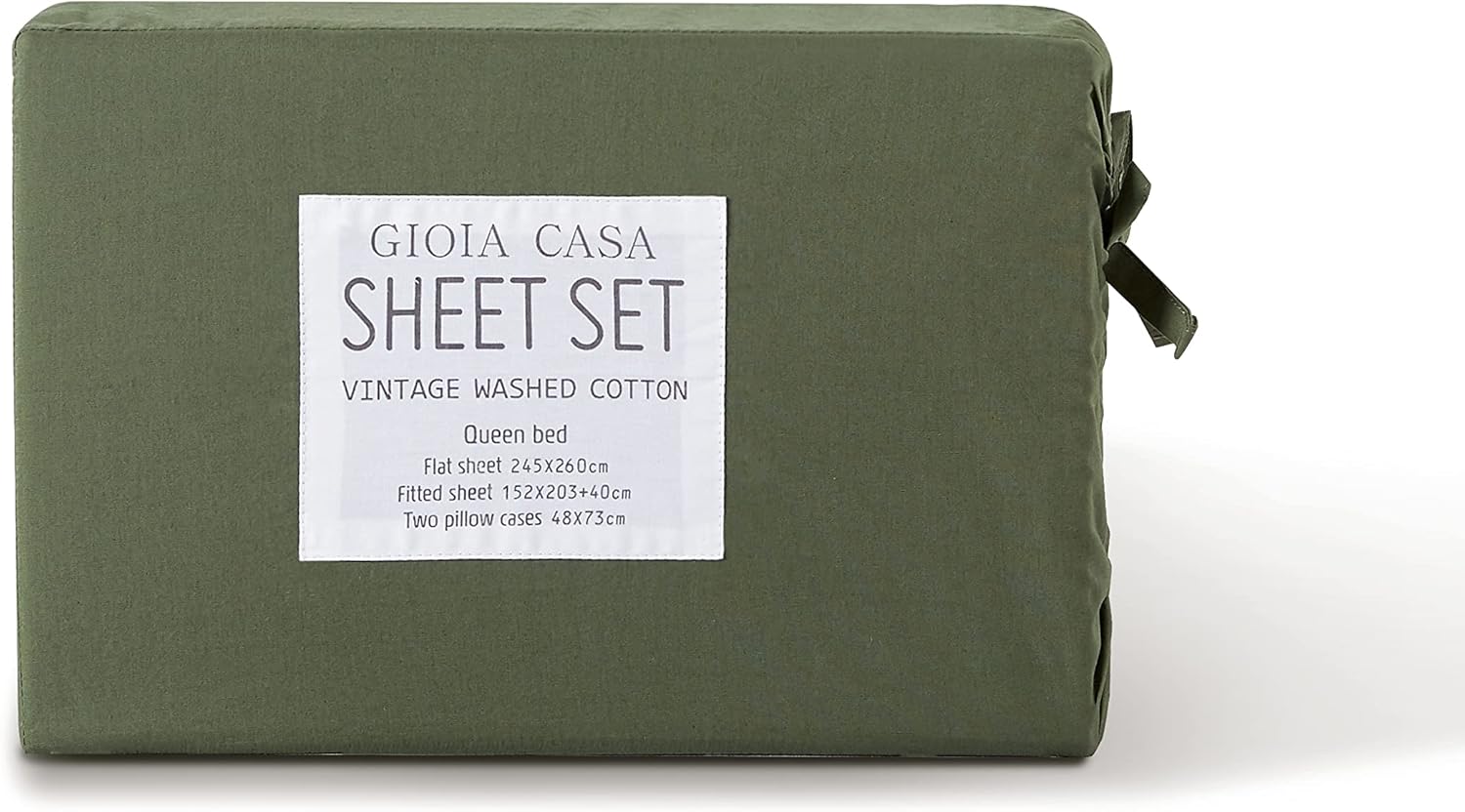 Vintage Washed 100% Cotton Sheet Set with 2 Pillowcases - Khaki Green - Double-Home & Garden > Bedding > Bed Sheets-PEROZ Accessories