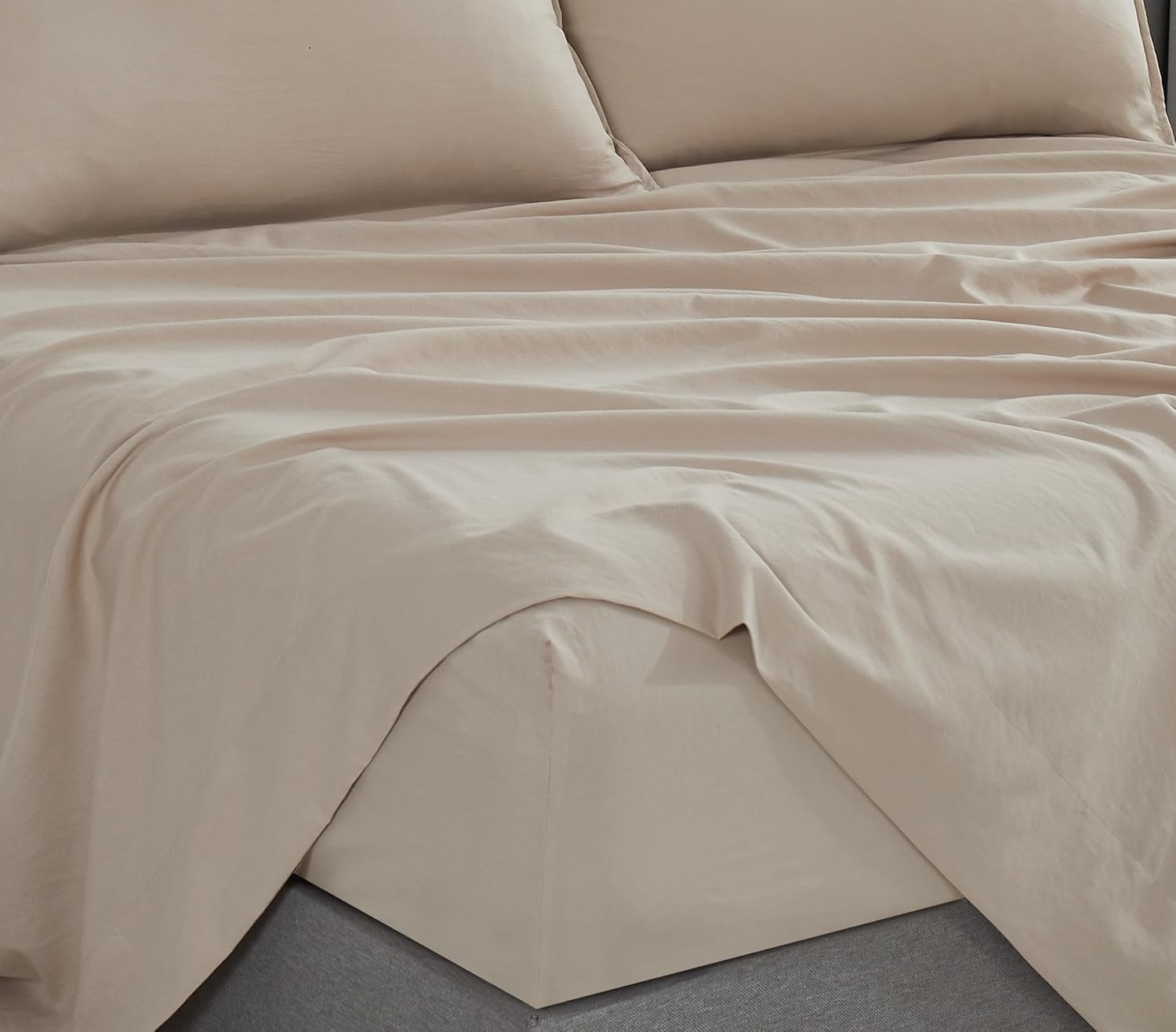 Vintage Washed Microfibre Sheet Set with 2 Pillowcases - Linen - Double-Home & Garden > Bedding > Bed Sheets-PEROZ Accessories