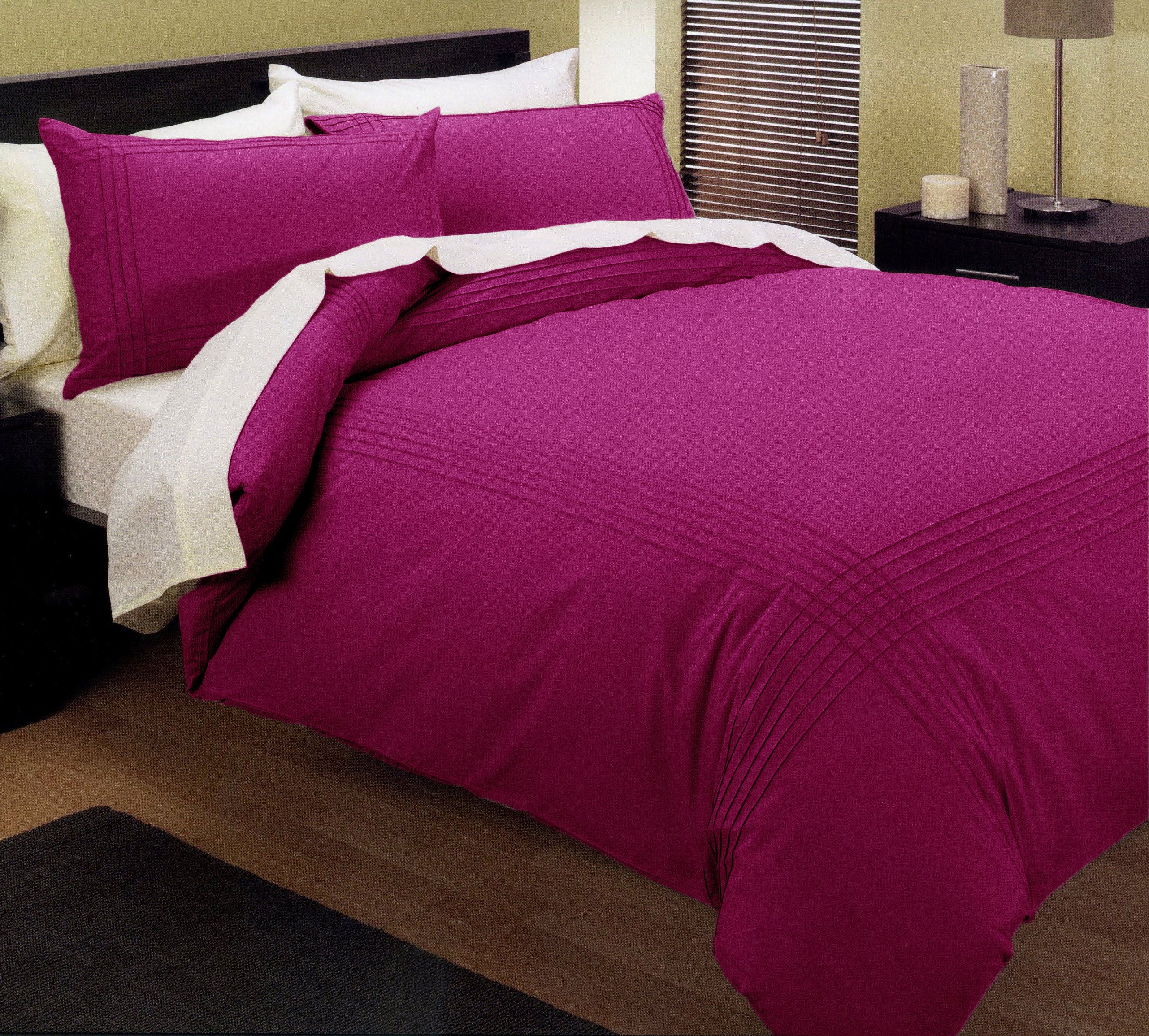 Kingtex Pintuck Quilt Cover Set Fushia Queen-Home & Garden > Bedding > Duvet Covers-PEROZ Accessories