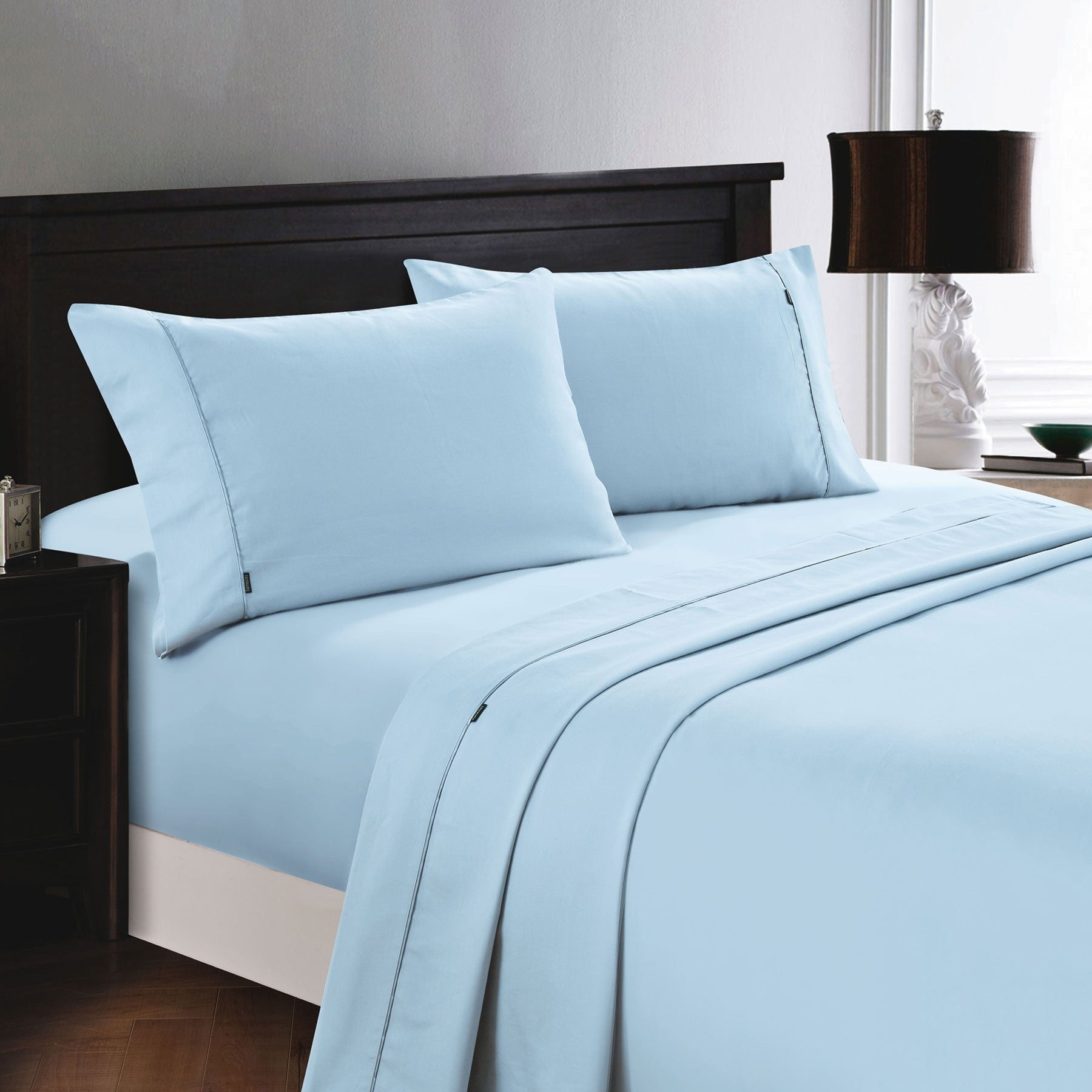 Deluxe Linen 1200TC Cotton Rich Sheet Set Pearl Blue King-Home & Garden > Bedding > Bed Sheets-PEROZ Accessories