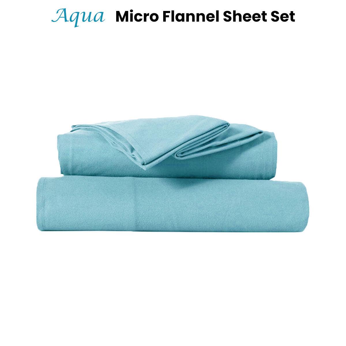 Kingtex Ultra-Soft Micro Flannel Sheet Set 40 cm Wall Aqua Queen-Home & Garden > Bedding > Bed Sheets-PEROZ Accessories