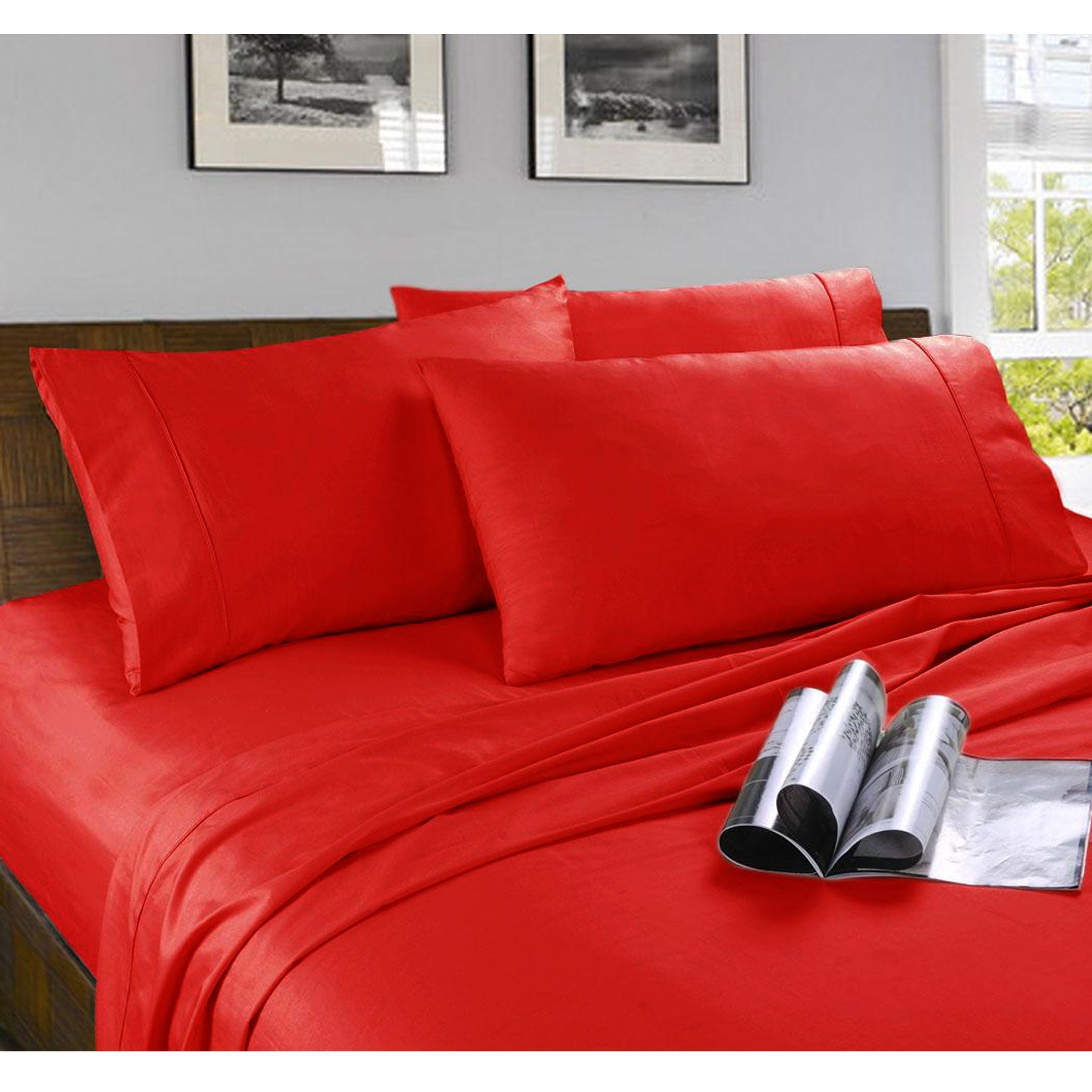 Kingtex Microfibre Sheet Set Red King-Home & Garden > Bedding > Bed Sheets-PEROZ Accessories