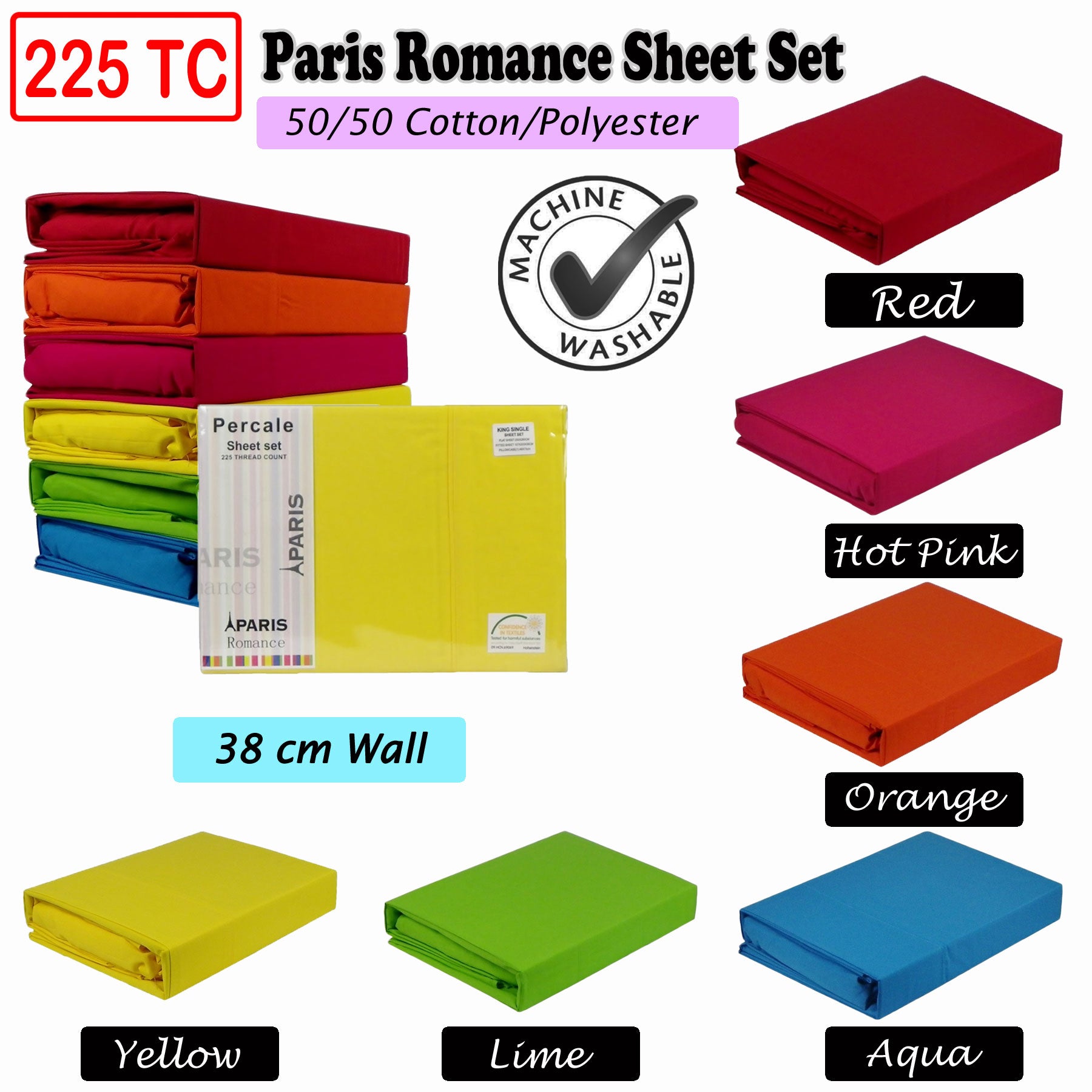225TC Paris Romance Sheet Set Hot Pink King-Home & Garden > Bedding > Bed Sheets-PEROZ Accessories