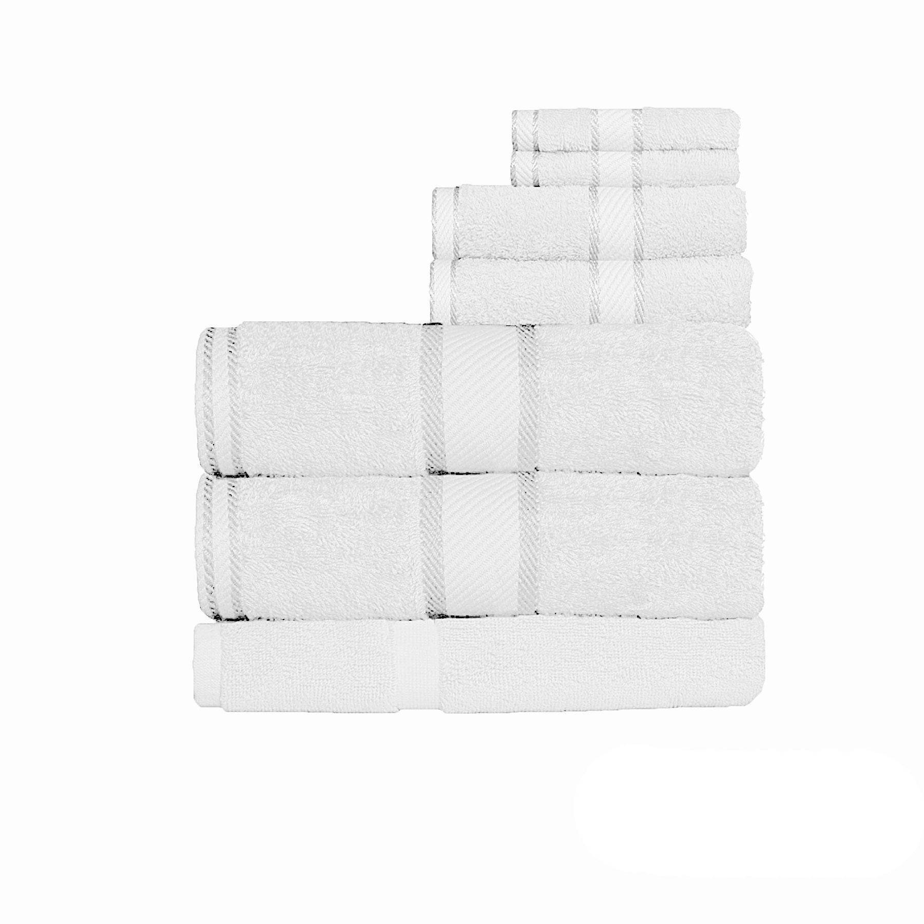Kingtex 550gsm Cotton 7 Pce Bath Sheet Set White-Home & Garden > Bedding > Bed Sheets-PEROZ Accessories