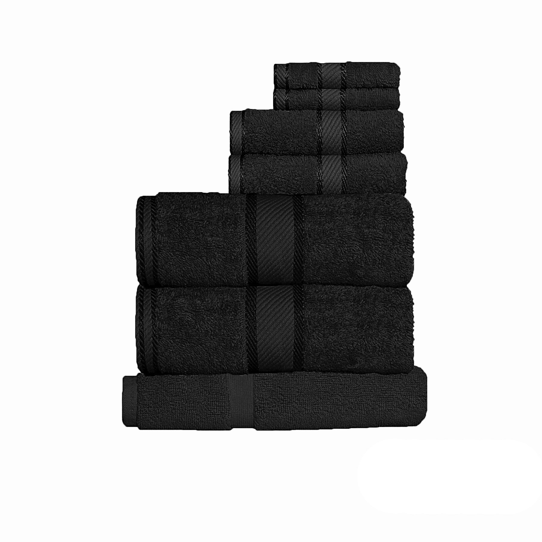 Kingtex 550gsm Cotton 7 Pce Towel Set Black-Home & Garden > Bathroom Accessories > Bath Towels & Robes-PEROZ Accessories