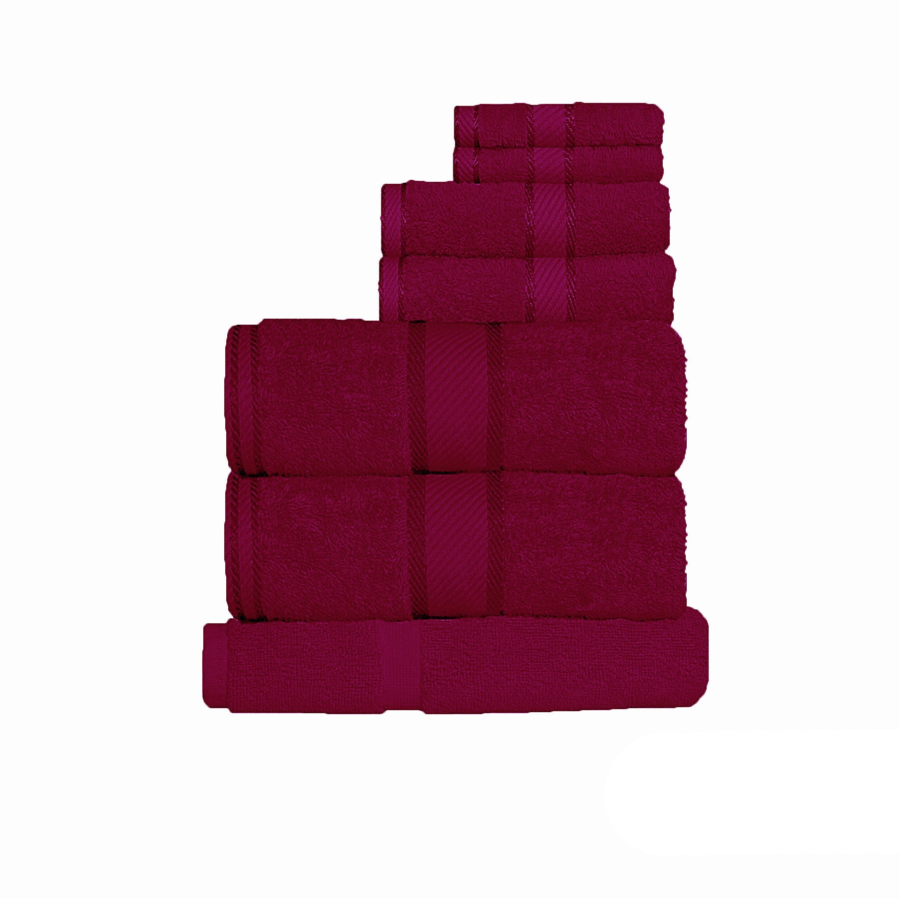 Kingtex 550gsm Cotton 7 Pce Towel Set Burgundy-Home & Garden > Bathroom Accessories > Bath Towels & Robes-PEROZ Accessories