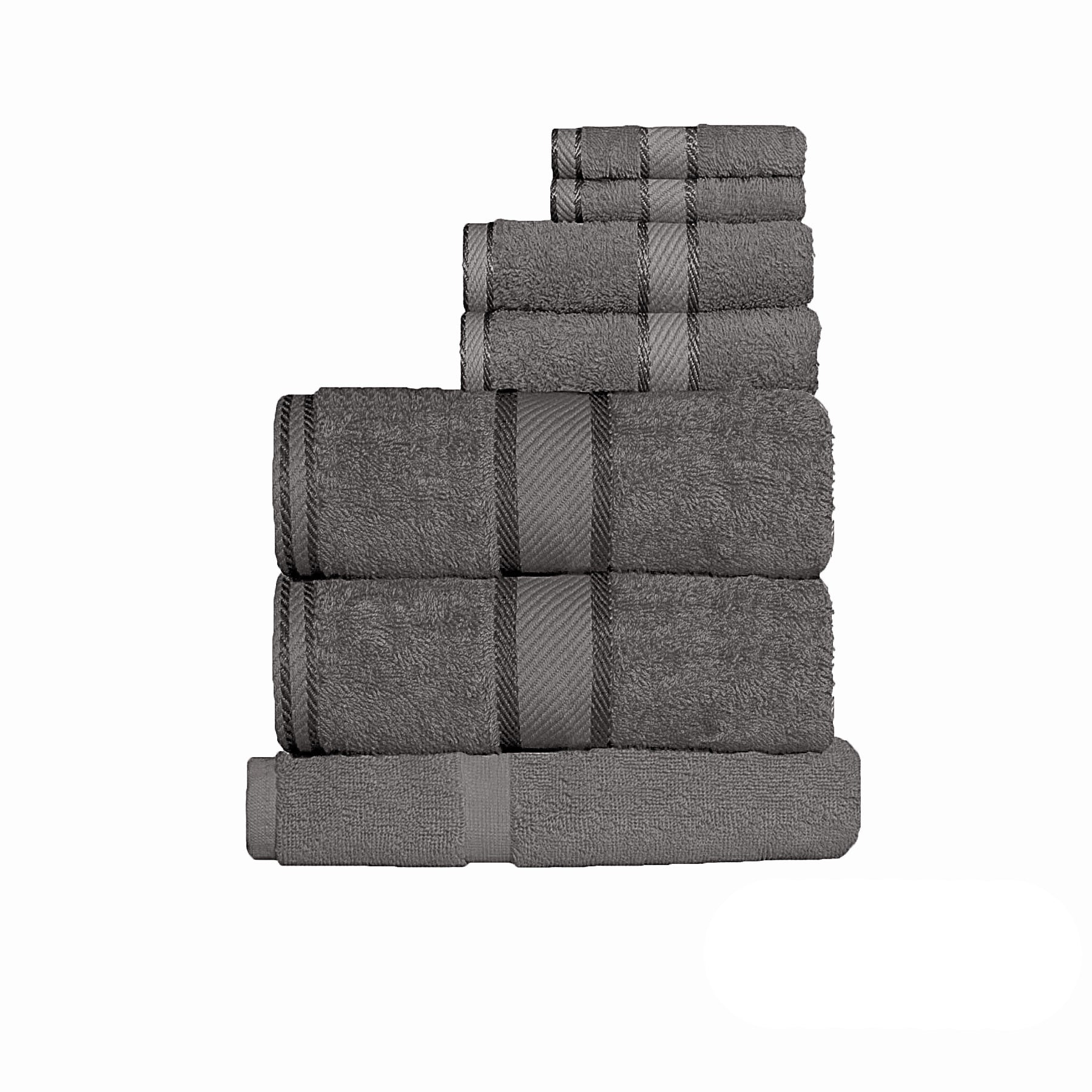 Kingtex 550gsm Cotton 7 Pce Towel Set Charcoal-Home & Garden > Bathroom Accessories > Bath Towels & Robes-PEROZ Accessories