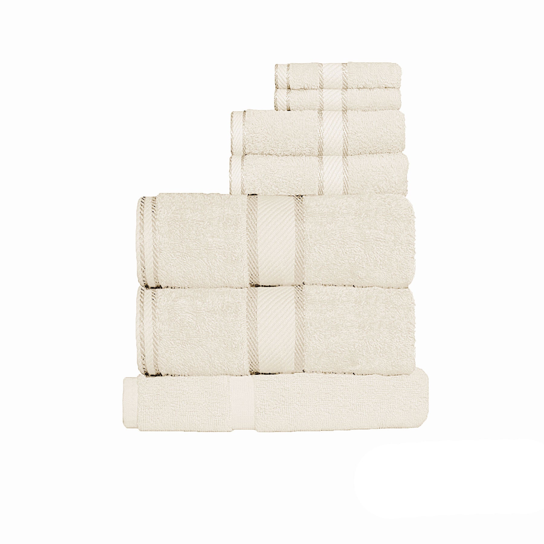 Kingtex 550gsm Cotton 7 Pce Towel Set Cream-Home & Garden > Bathroom Accessories > Bath Towels & Robes-PEROZ Accessories