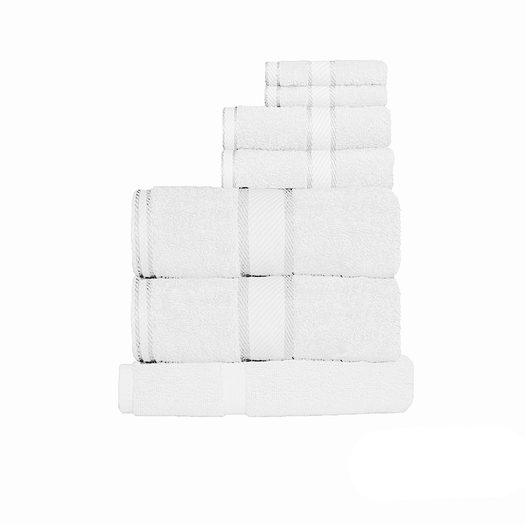 Kingtex 550gsm Cotton 7 Pce Towel Set White-Home & Garden > Bathroom Accessories > Bath Towels & Robes-PEROZ Accessories