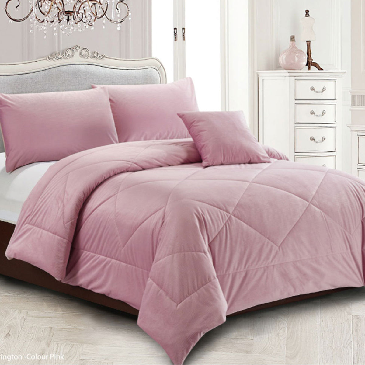 Georges Fine Linens Carrington Quilt / Comforter Set Pink Queen-Home & Garden > Bedding > Quilts & Duvets-PEROZ Accessories