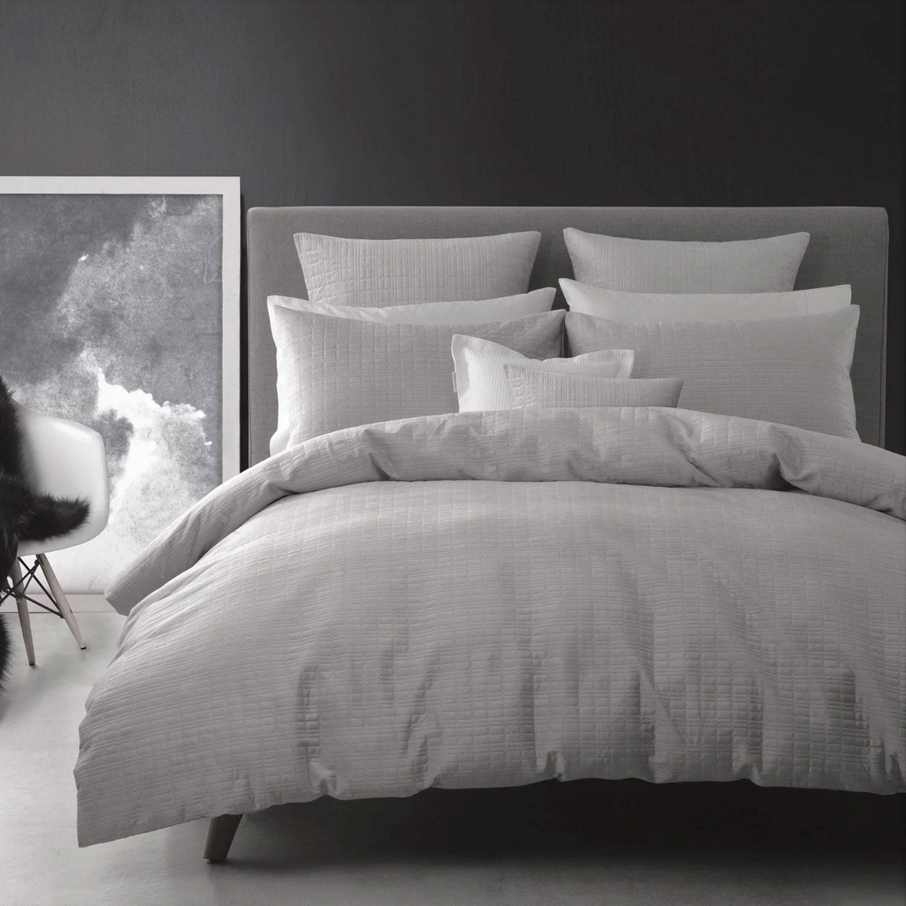 Georges Fine Linens Aurora Silver Lightly Quilted Quilt Cover Set - Queen-Home & Garden > Bedding > Duvet Covers-PEROZ Accessories