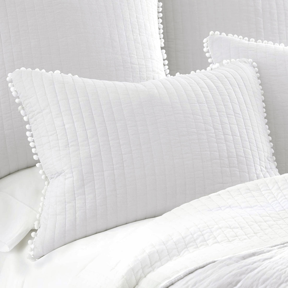Jenny Mclean Clavo Pompom White 3 Piece 100% Cotton Coverlet Set Queen-Home & Garden > Bedding > Quilts & Duvets-PEROZ Accessories
