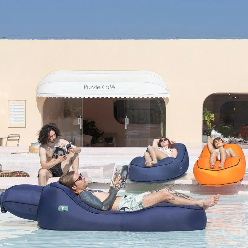 Giga Lounger Lazy Camping Air Bag Sofa Bed for Beach Sleeping Navy blue-Furniture > Bar Stools & Chairs > Arm Chairs & Recliners-PEROZ Accessories