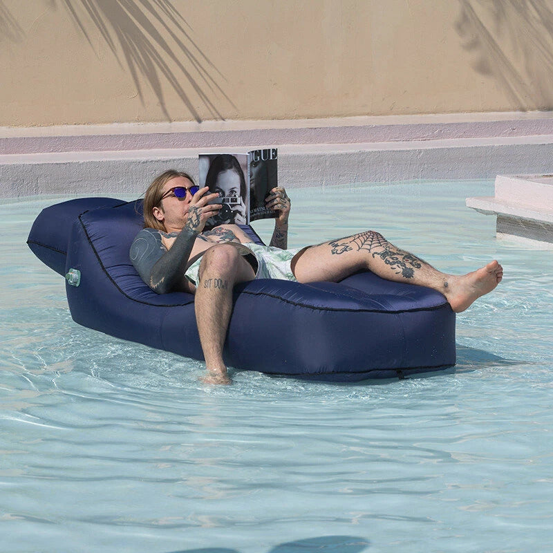 Giga Lounger Lazy Camping Air Bag Sofa Bed for Beach Sleeping Navy blue-Furniture > Bar Stools & Chairs > Arm Chairs & Recliners-PEROZ Accessories