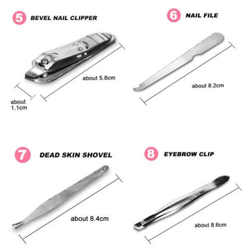 12 Pcs/set Manicure Pedicure Kit Nail Clippers Professional Grooming Kit-Health & Beauty > Personal Care-PEROZ Accessories