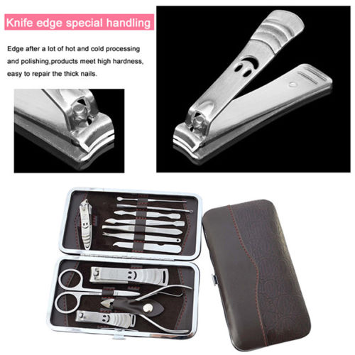 12 Pcs/set Manicure Pedicure Kit Nail Clippers Professional Grooming Kit-Health & Beauty > Personal Care-PEROZ Accessories