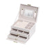 Jewellery Box With Mirror Double Drawers Organizer Storage Lock Case(White)-Gift & Novelty > Fashion-PEROZ Accessories