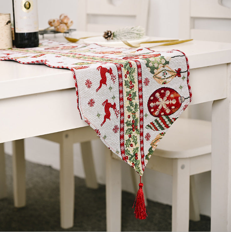 Christmas Table Runner thickened knitted Dining Tablecloth Xmas Party Decor(Elk)-Occasions > Christmas > Christmas Decorations-PEROZ Accessories