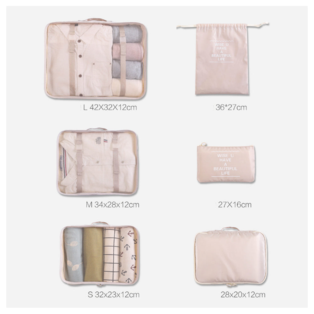 6 Pcs Waterproof Compression Packing Cubes Large Travel Luggage Organizer Storage (Grey)-Home & Garden > Travel-PEROZ Accessories