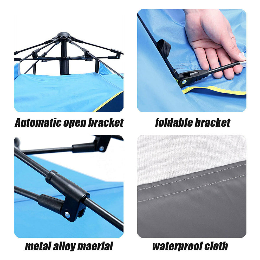 Waterproof Automatic Camping Tent 3-4 Person Come with Moisture Proof Pad(Blue)-Camping Tents-PEROZ Accessories