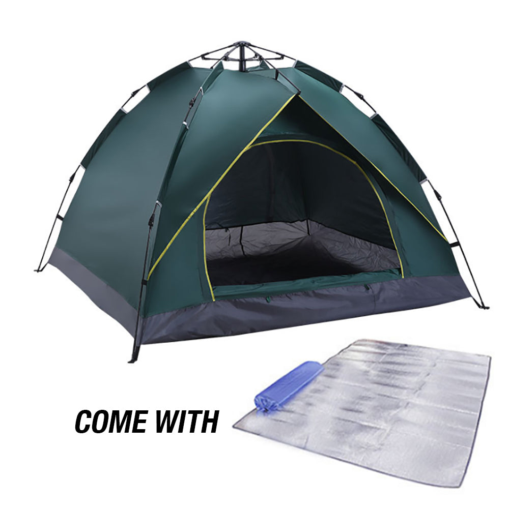 Waterproof Automatic Camping Tent 3-5 Person Come with Moisture Proof Pad(Green)-Camping Tents-PEROZ Accessories