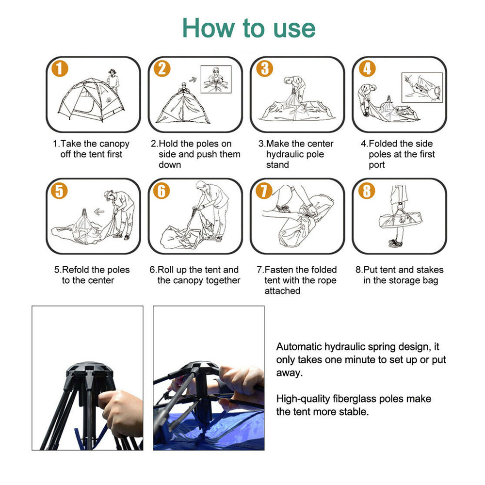 Waterproof Automatic Camping Tent 3-5 Person Come with Moisture Proof Pad(Green)-Camping Tents-PEROZ Accessories