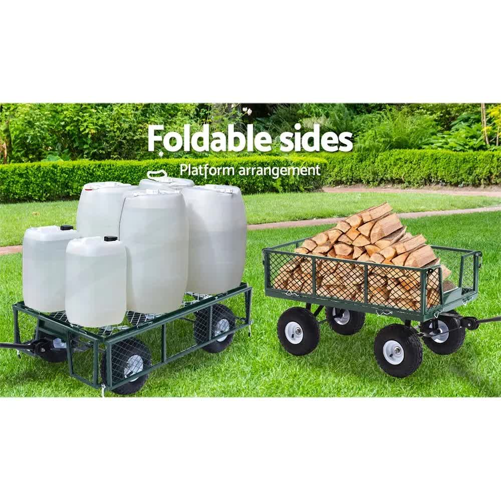 300kg Gardeon Mesh Garden Cart Steel Removable Sides Trolley Wagon ATV Trailer-Auto Accessories > Auto Accessories Others-PEROZ Accessories